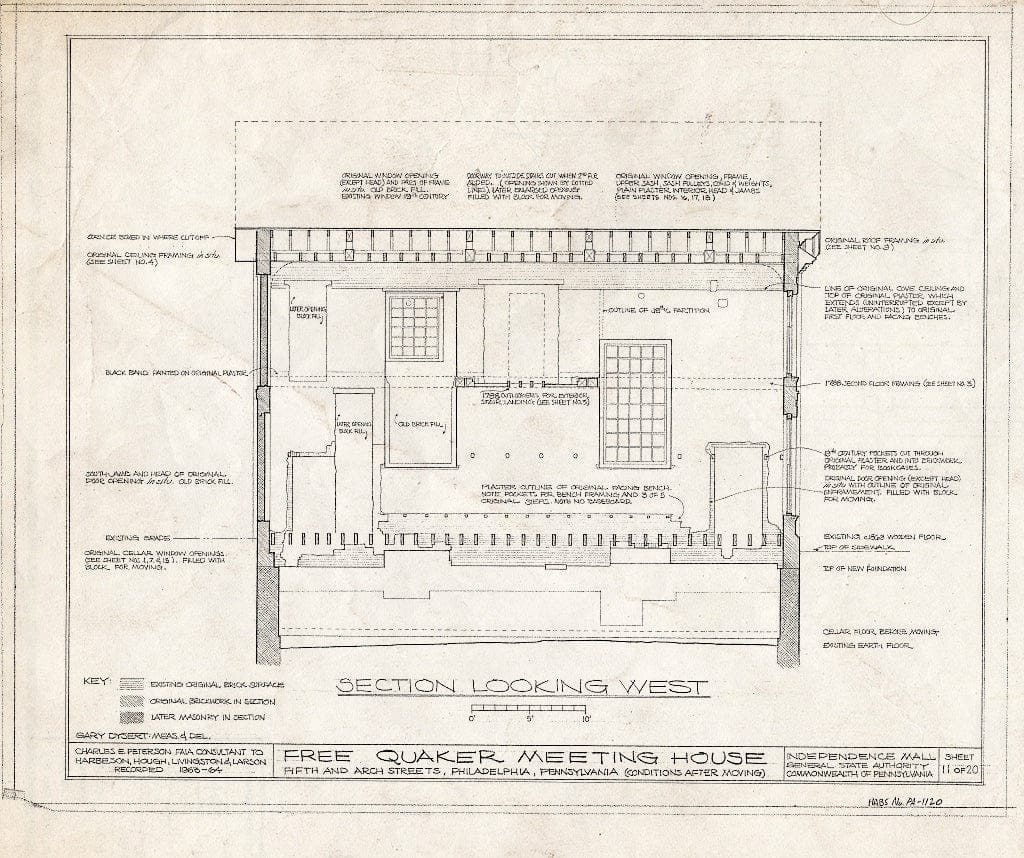 Blueprint HABS PA,51-Phila,158- (Sheet 13 of 22) - Free Quakers Meetinghouse, 500 Arch Street, Philadelphia, Philadelphia County, PA