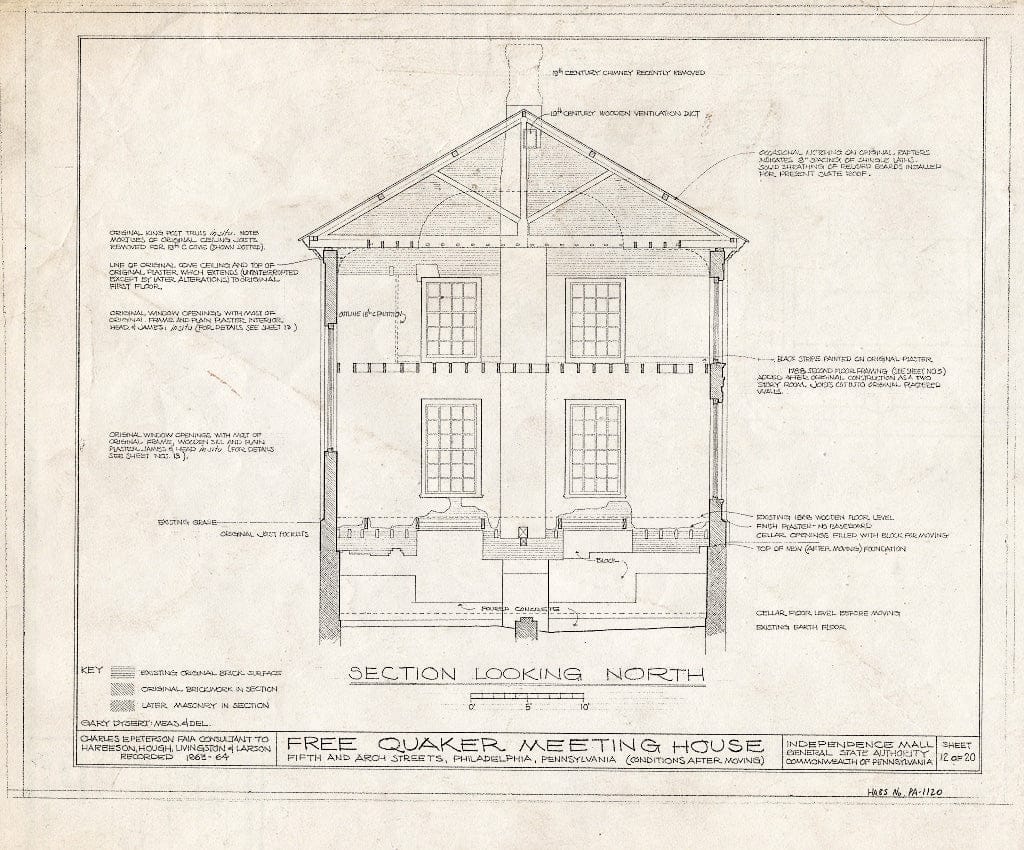 Blueprint HABS PA,51-Phila,158- (Sheet 14 of 22) - Free Quakers Meetinghouse, 500 Arch Street, Philadelphia, Philadelphia County, PA
