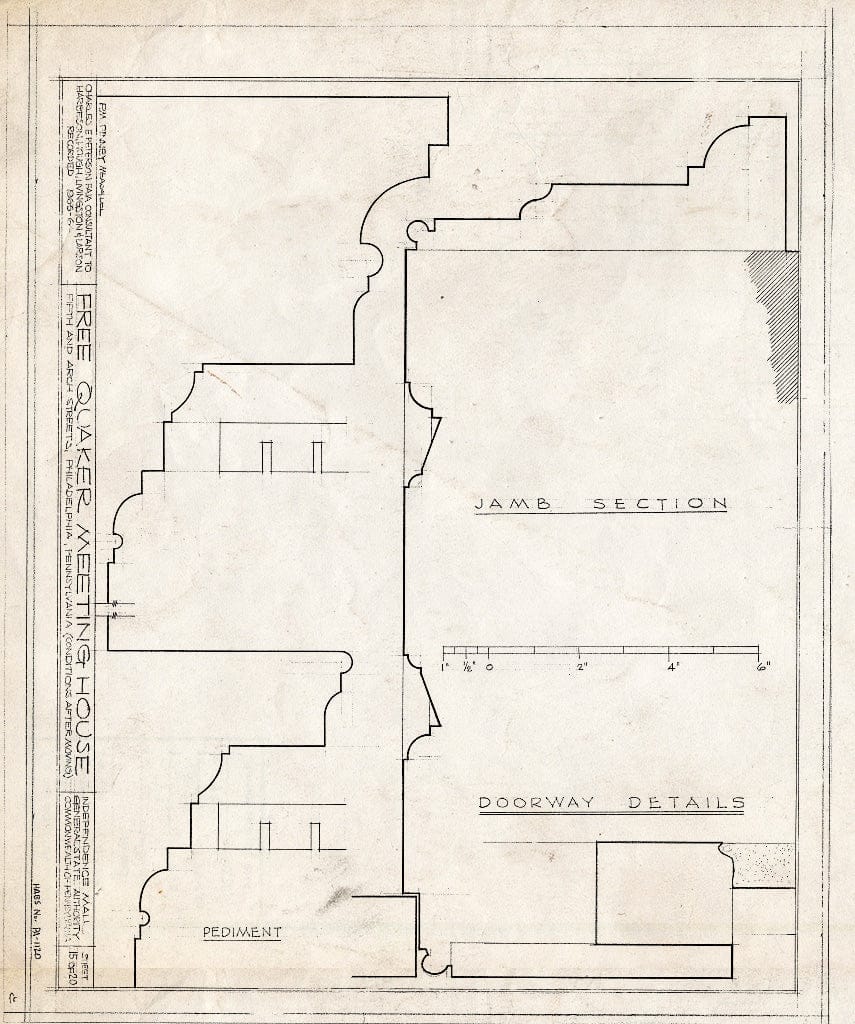 Blueprint HABS PA,51-Phila,158- (Sheet 17 of 22) - Free Quakers Meetinghouse, 500 Arch Street, Philadelphia, Philadelphia County, PA