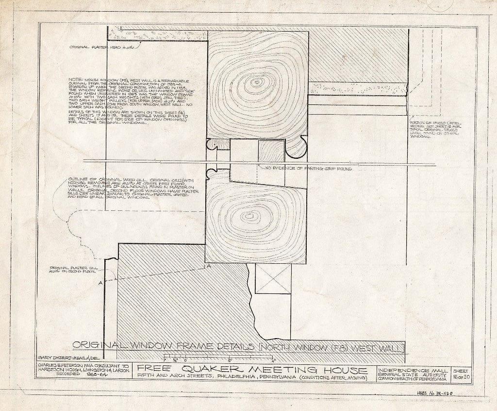Blueprint HABS PA,51-Phila,158- (Sheet 18 of 22) - Free Quakers Meetinghouse, 500 Arch Street, Philadelphia, Philadelphia County, PA