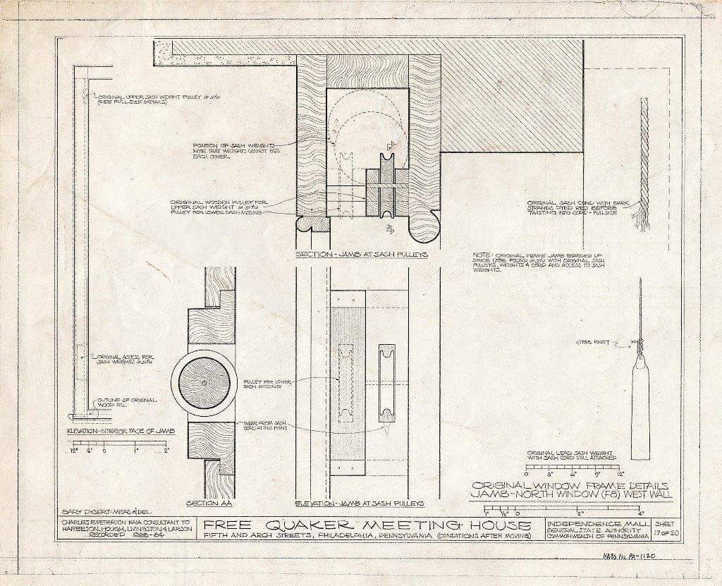 Blueprint HABS PA,51-Phila,158- (Sheet 19 of 22) - Free Quakers Meetinghouse, 500 Arch Street, Philadelphia, Philadelphia County, PA