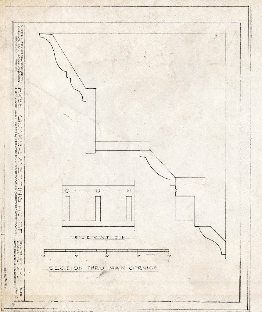 Blueprint HABS PA,51-Phila,158- (Sheet 21 of 22) - Free Quakers Meetinghouse, 500 Arch Street, Philadelphia, Philadelphia County, PA