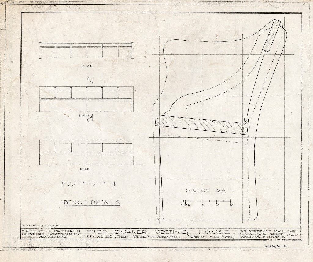 Blueprint HABS PA,51-Phila,158- (Sheet 22 of 22) - Free Quakers Meetinghouse, 500 Arch Street, Philadelphia, Philadelphia County, PA