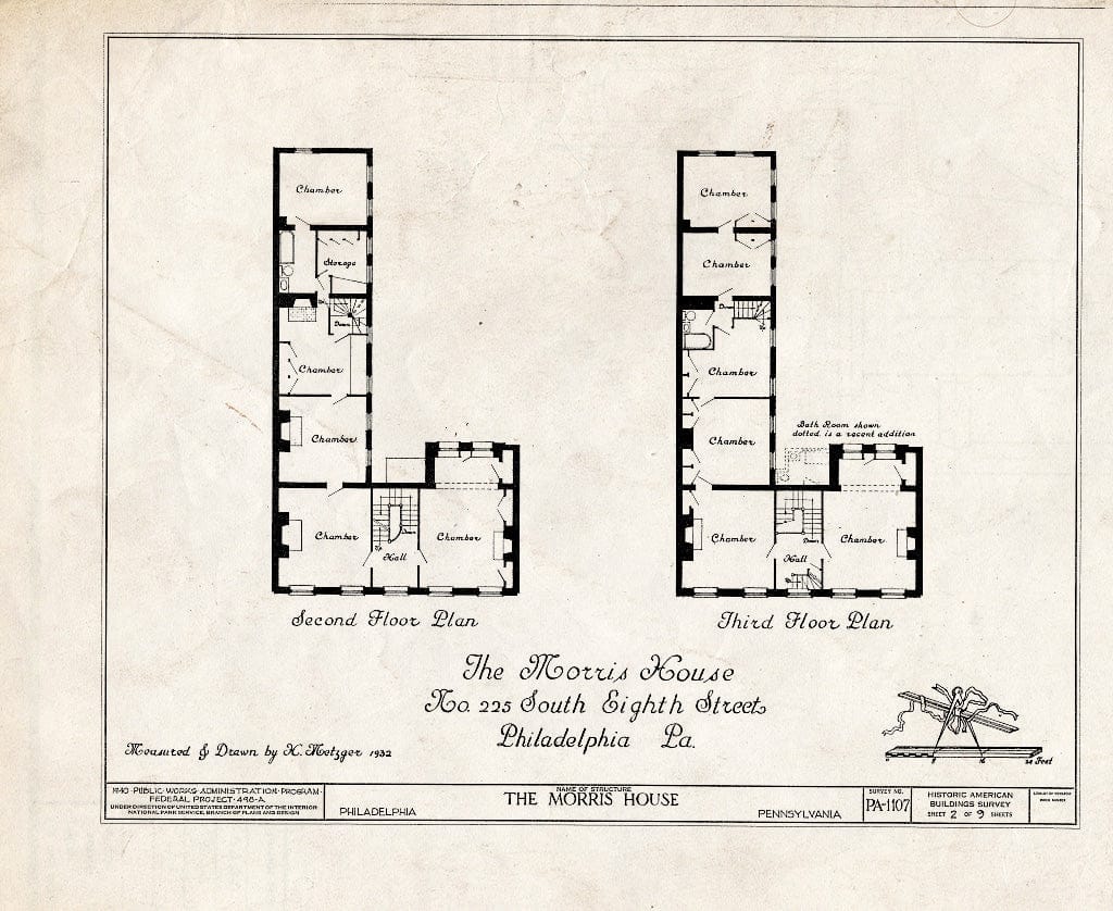 Blueprint HABS PA,51-Phila,40- (Sheet 2 of 9) - Reynolds-Morris House, 225 South Eighth Street, Philadelphia, Philadelphia County, PA