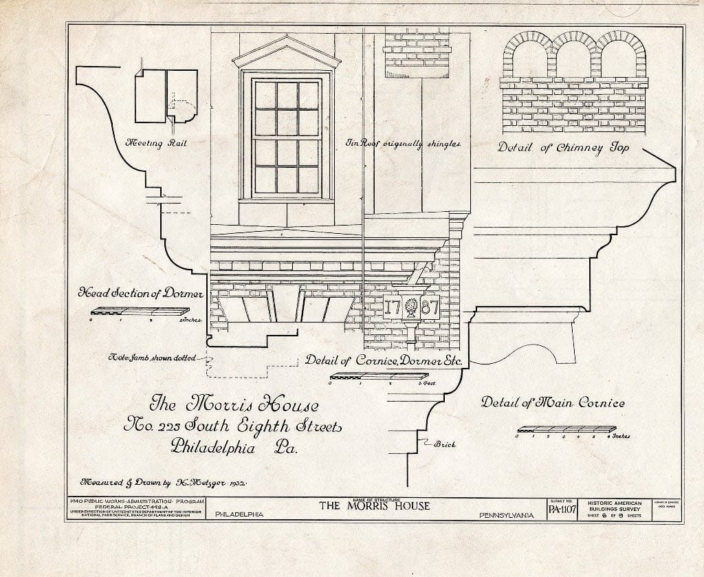 Blueprint HABS PA,51-Phila,40- (Sheet 6 of 9) - Reynolds-Morris House, 225 South Eighth Street, Philadelphia, Philadelphia County, PA