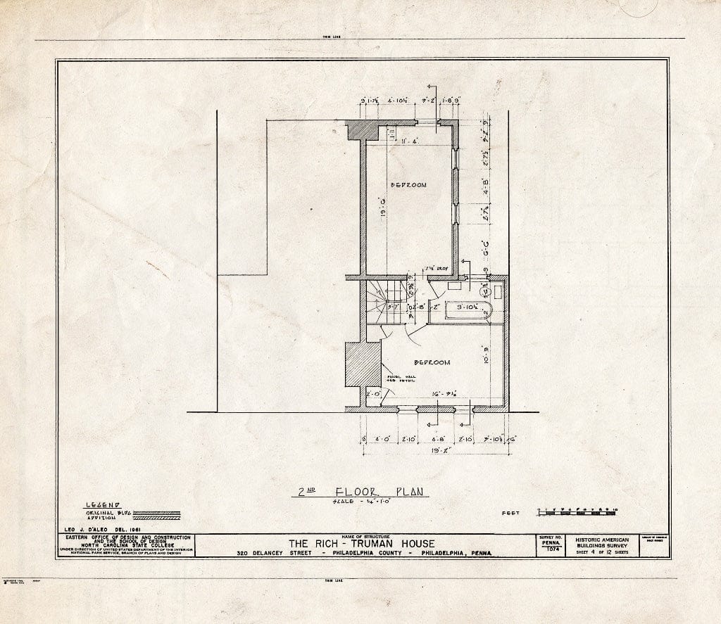 Blueprint HABS PA,51-Phila,261- (Sheet 4 of 12) - Rich-Truman House, 320 Delancey Street, Philadelphia, Philadelphia County, PA
