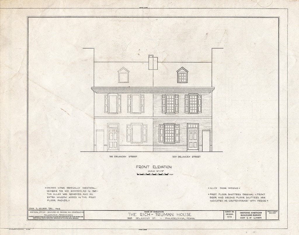 Blueprint HABS PA,51-Phila,261- (Sheet 6 of 12) - Rich-Truman House, 320 Delancey Street, Philadelphia, Philadelphia County, PA