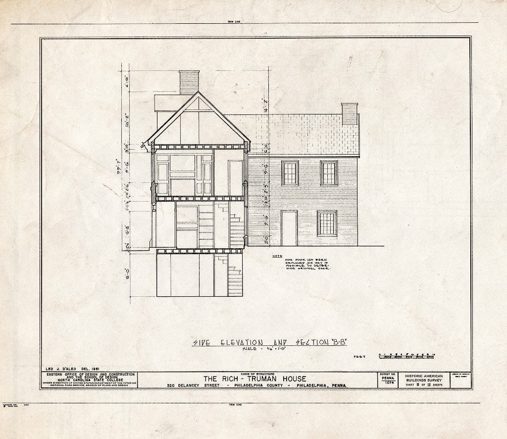 Blueprint HABS PA,51-Phila,261- (Sheet 8 of 12) - Rich-Truman House, 320 Delancey Street, Philadelphia, Philadelphia County, PA