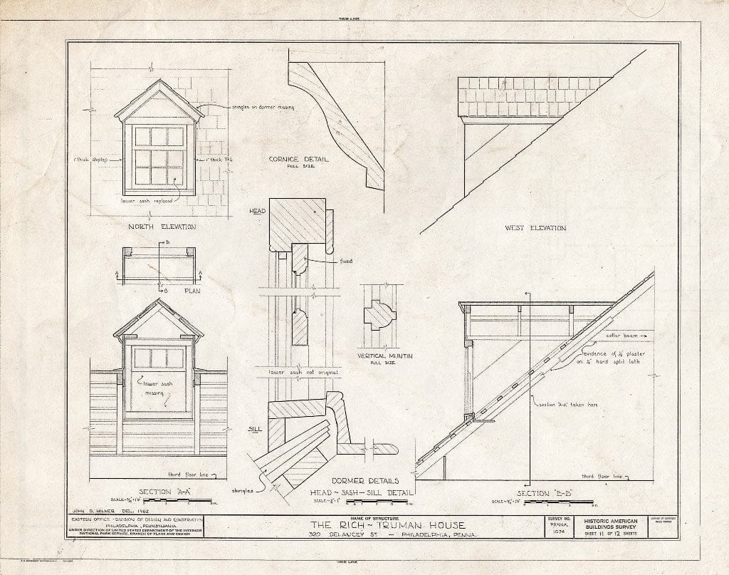 Blueprint HABS PA,51-Phila,261- (Sheet 11 of 12) - Rich-Truman House, 320 Delancey Street, Philadelphia, Philadelphia County, PA
