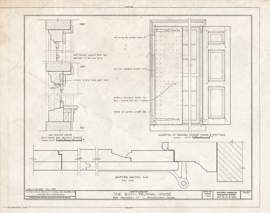Blueprint HABS PA,51-Phila,261- (Sheet 12 of 12) - Rich-Truman House, 320 Delancey Street, Philadelphia, Philadelphia County, PA