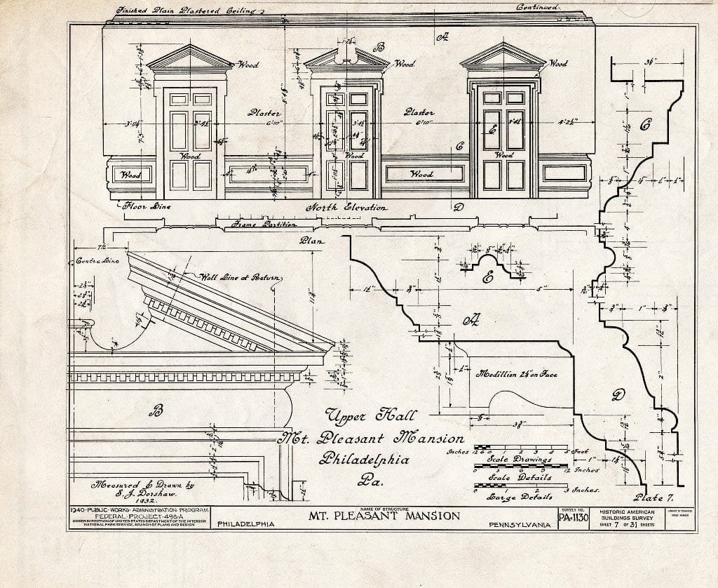 Blueprint HABS PA,51-Phila,15- (Sheet 7 of 31) - Mount Pleasant, East Fairmount Park, Philadelphia, Philadelphia County, PA