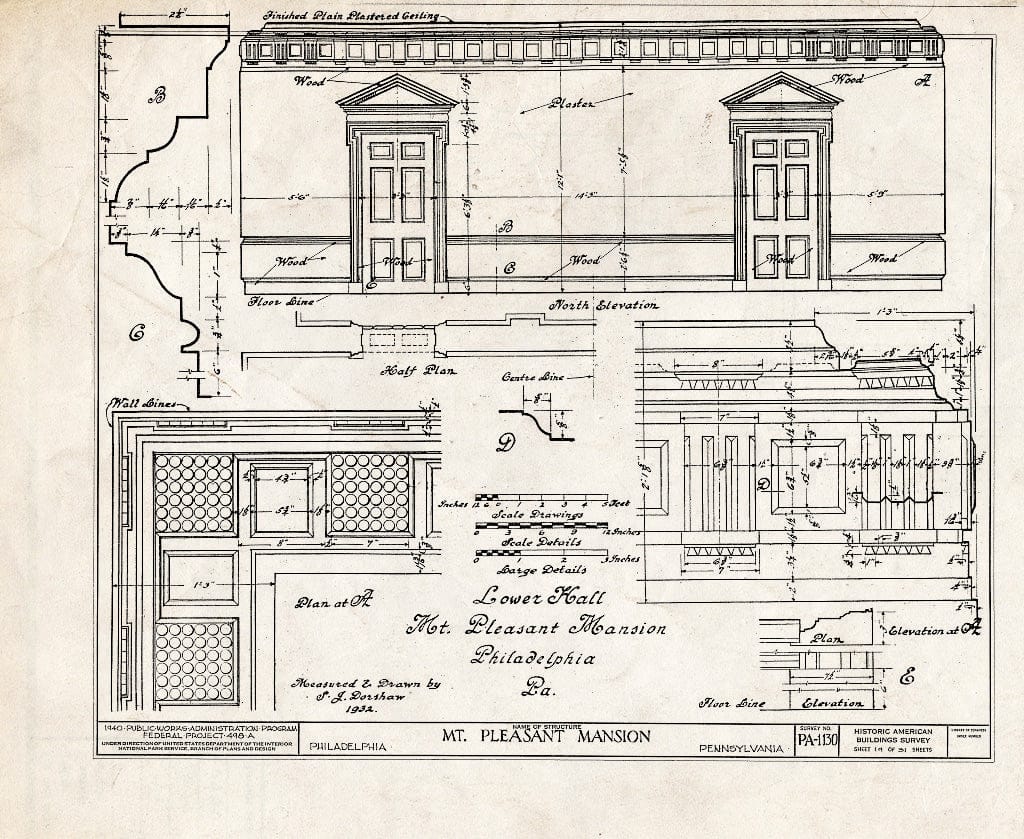 Blueprint HABS PA,51-Phila,15- (Sheet 19 of 31) - Mount Pleasant, East Fairmount Park, Philadelphia, Philadelphia County, PA
