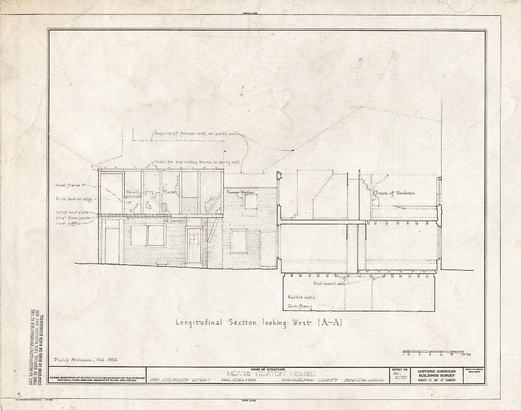 Blueprint HABS PA,51-Phila,385- (Sheet 2 of 4) - Mears-Heaton House, 240 Delancey Street, Philadelphia, Philadelphia County, PA