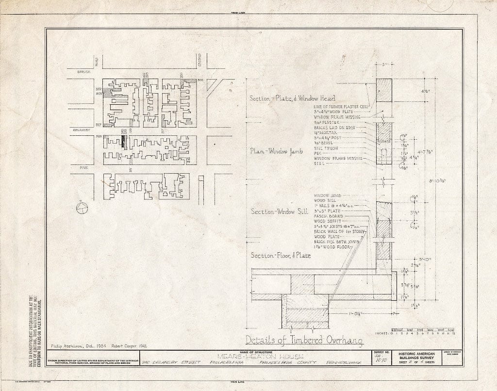 Blueprint HABS PA,51-Phila,385- (Sheet 3 of 4) - Mears-Heaton House, 240 Delancey Street, Philadelphia, Philadelphia County, PA