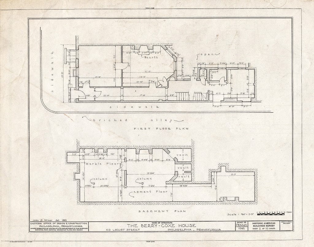 Blueprint HABS PA,51-Phila,168- (Sheet 2 of 10) - Berry-Coxe House, 413 Locust Street, Philadelphia, Philadelphia County, PA