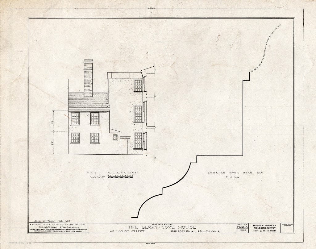 Blueprint HABS PA,51-Phila,168- (Sheet 8 of 10) - Berry-Coxe House, 413 Locust Street, Philadelphia, Philadelphia County, PA