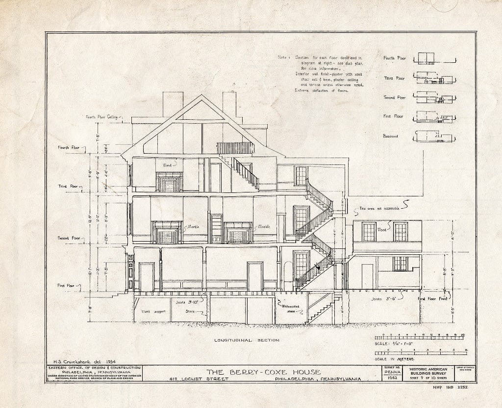 Blueprint HABS PA,51-Phila,168- (Sheet 9 of 10) - Berry-Coxe House, 413 Locust Street, Philadelphia, Philadelphia County, PA