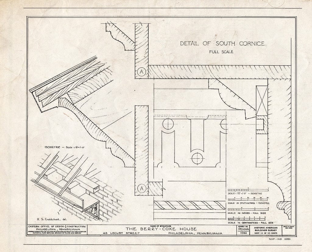Blueprint HABS PA,51-Phila,168- (Sheet 10 of 10) - Berry-Coxe House, 413 Locust Street, Philadelphia, Philadelphia County, PA