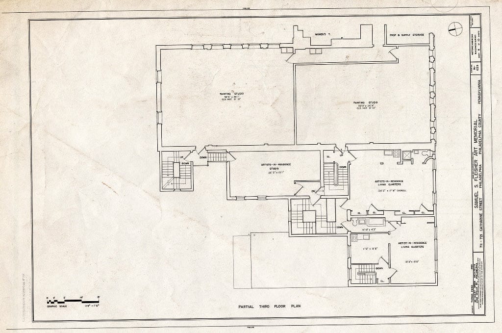 Blueprint HABS PA,51-Phila,369- (Sheet 8 of 10) - Samuel S. Fleisher Art Memorial, 711-721 Catharine Street, Philadelphia, Philadelphia County, PA