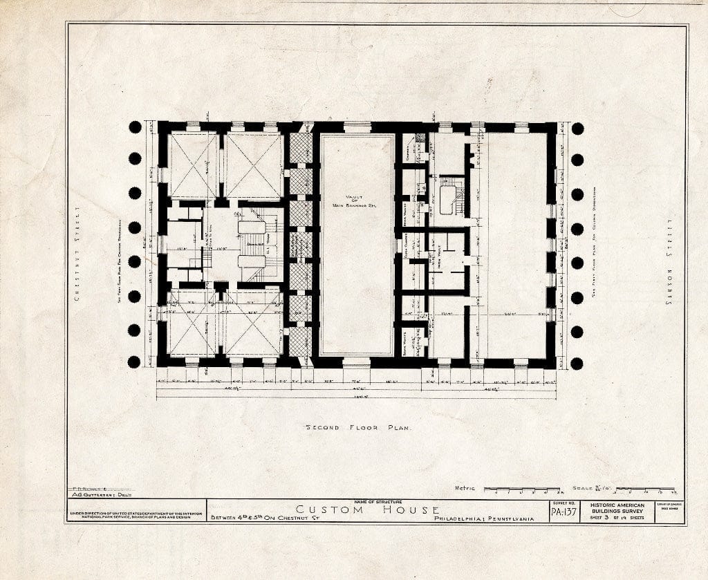 Blueprint HABS PA,51-Phila,223- (Sheet 3 of 19) - Second Bank of The United States, 420 Chestnut Street, Philadelphia, Philadelphia County, PA