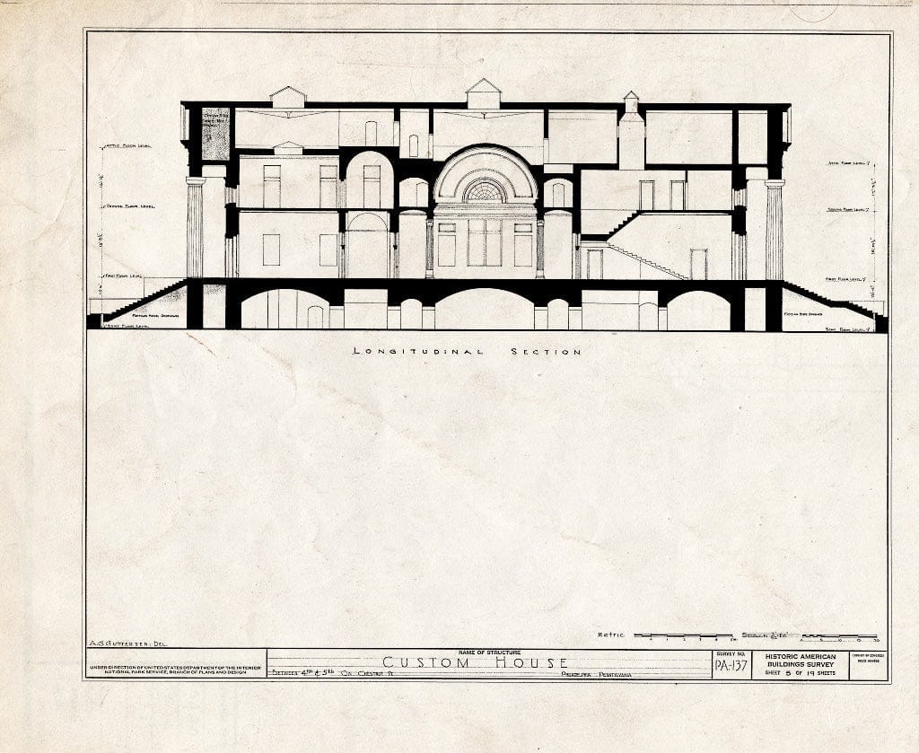Blueprint HABS PA,51-Phila,223- (Sheet 5 of 19) - Second Bank of The United States, 420 Chestnut Street, Philadelphia, Philadelphia County, PA