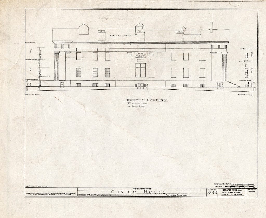 Blueprint HABS PA,51-Phila,223- (Sheet 7 of 19) - Second Bank of The United States, 420 Chestnut Street, Philadelphia, Philadelphia County, PA
