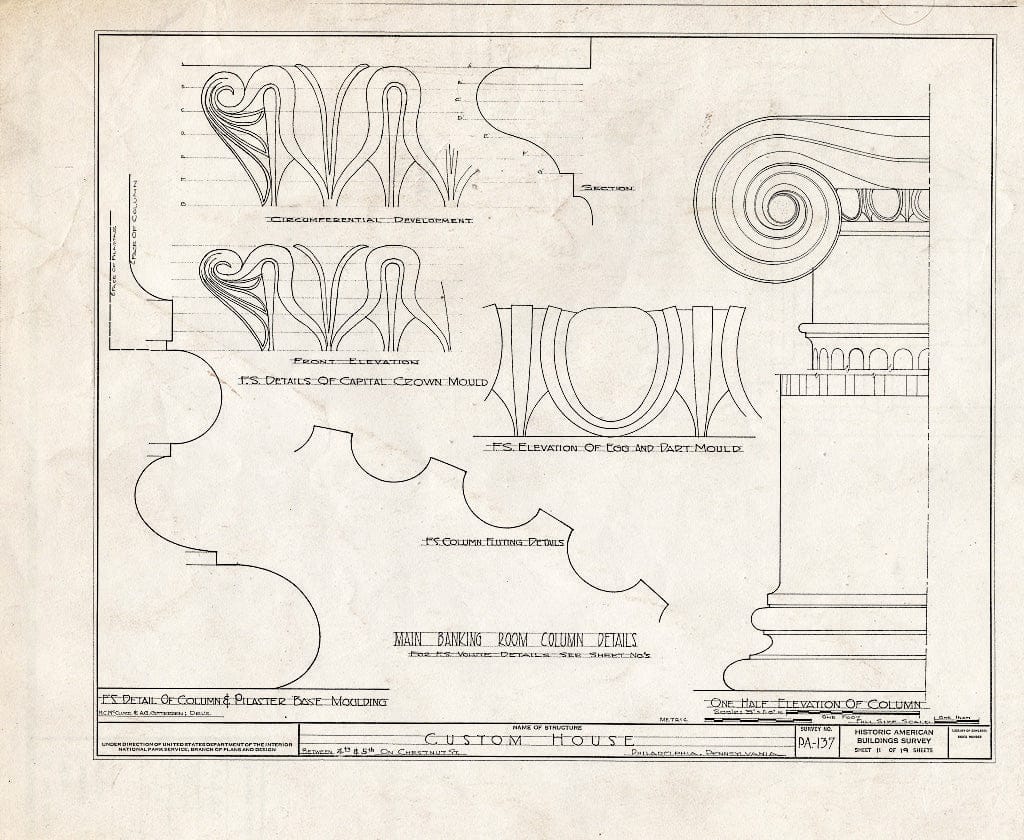 Blueprint HABS PA,51-Phila,223- (Sheet 11 of 19) - Second Bank of The United States, 420 Chestnut Street, Philadelphia, Philadelphia County, PA