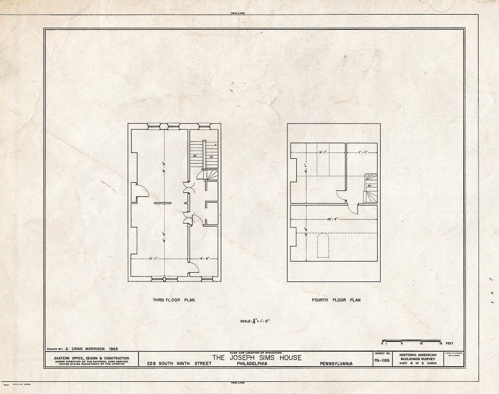 Blueprint HABS PA,51-Phila,671- (Sheet 4 of 5) - Joseph Sims House, 228 South Ninth Street, Philadelphia, Philadelphia County, PA