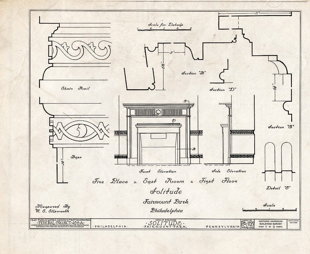 Blueprint HABS PA,51-Phila,30- (Sheet 7 of 9) - Solitude, Zoo Grounds, Philadelphia, Philadelphia County, PA