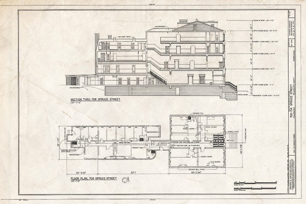 Blueprint HABS PA,51-Phila,321- (Sheet 2 of 4) - 700-714 Spruce Street (Houses), Philadelphia, Philadelphia County, PA