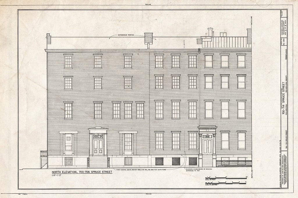 Blueprint HABS PA,51-Phila,321- (Sheet 3 of 4) - 700-714 Spruce Street (Houses), Philadelphia, Philadelphia County, PA