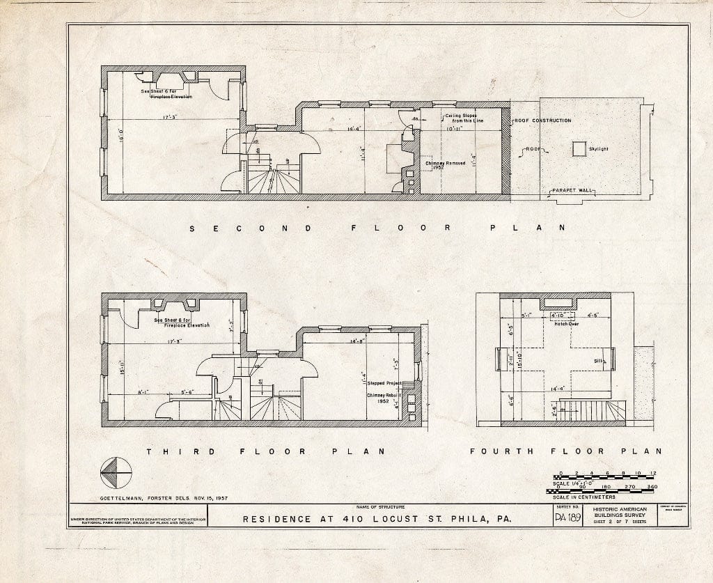 Blueprint HABS PA,51-Phila,238- (Sheet 2 of 7) - Thomas Stewart House, 410 Locust Street, Philadelphia, Philadelphia County, PA