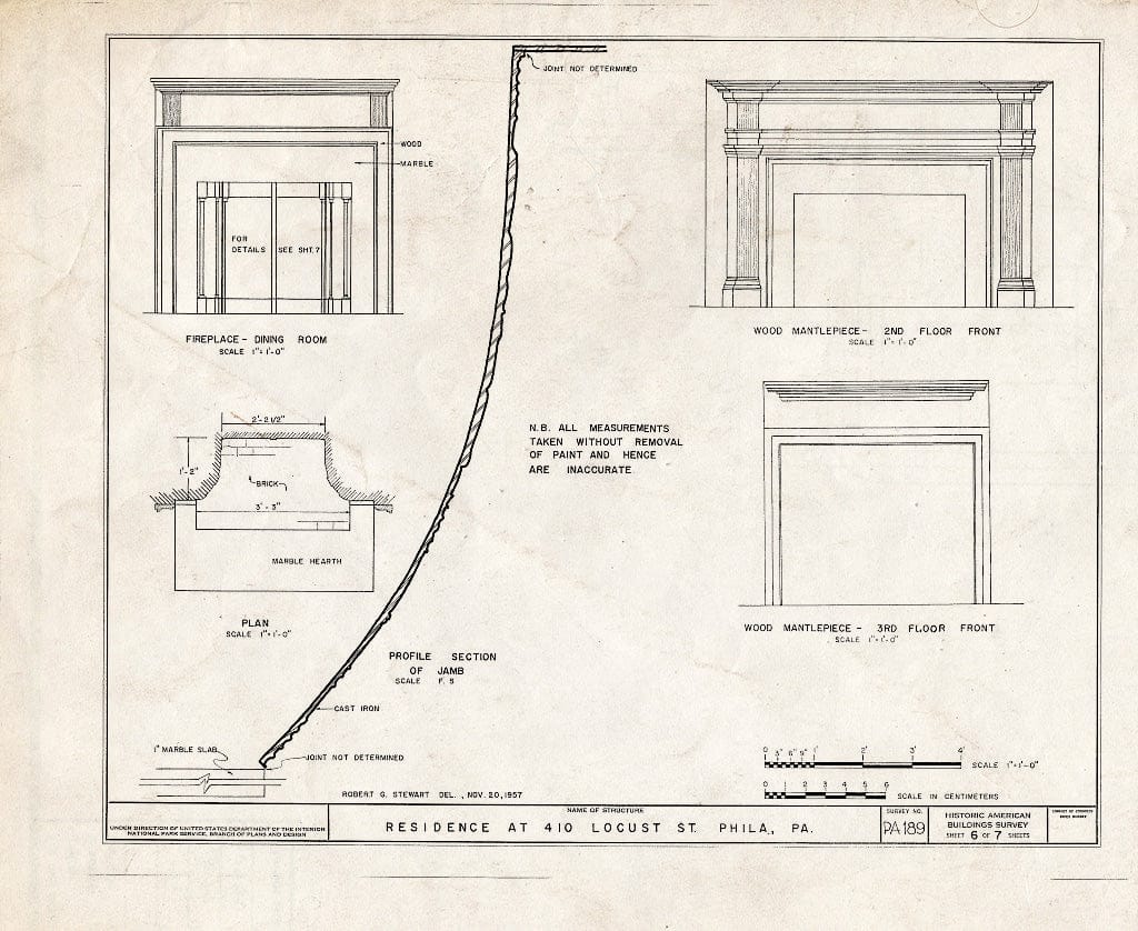 Blueprint HABS PA,51-Phila,238- (Sheet 6 of 7) - Thomas Stewart House, 410 Locust Street, Philadelphia, Philadelphia County, PA