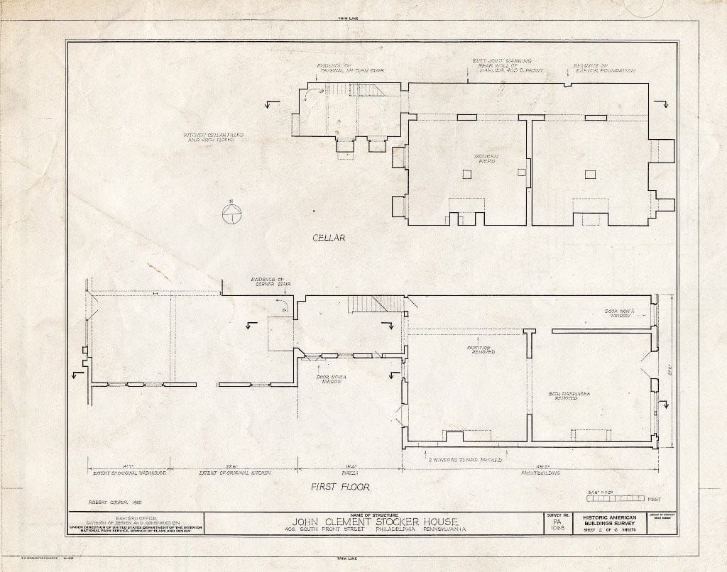 Blueprint HABS PA,51-Phila,22- (Sheet 2 of 6) - John Clement Stocker House, 402 South Front Street, Philadelphia, Philadelphia County, PA