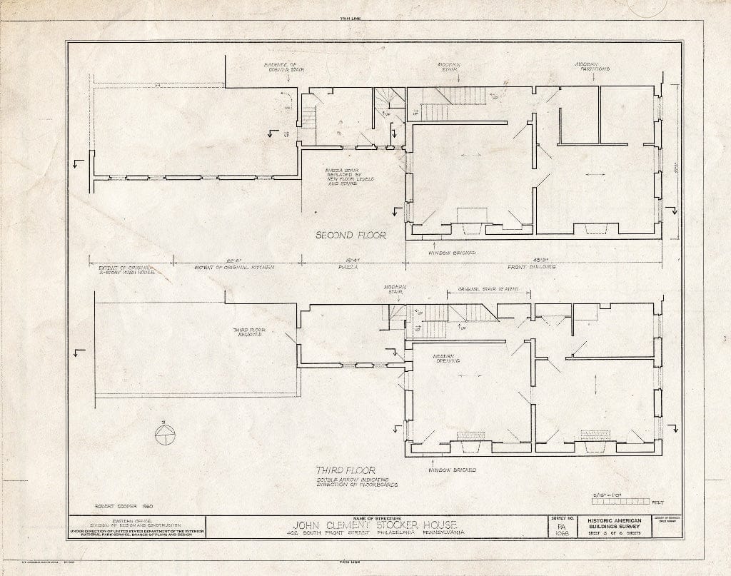 Blueprint HABS PA,51-Phila,22- (Sheet 3 of 6) - John Clement Stocker House, 402 South Front Street, Philadelphia, Philadelphia County, PA