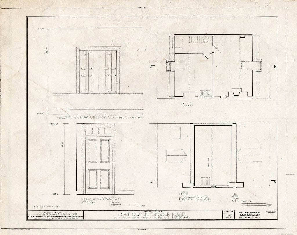Blueprint HABS PA,51-Phila,22- (Sheet 4 of 6) - John Clement Stocker House, 402 South Front Street, Philadelphia, Philadelphia County, PA