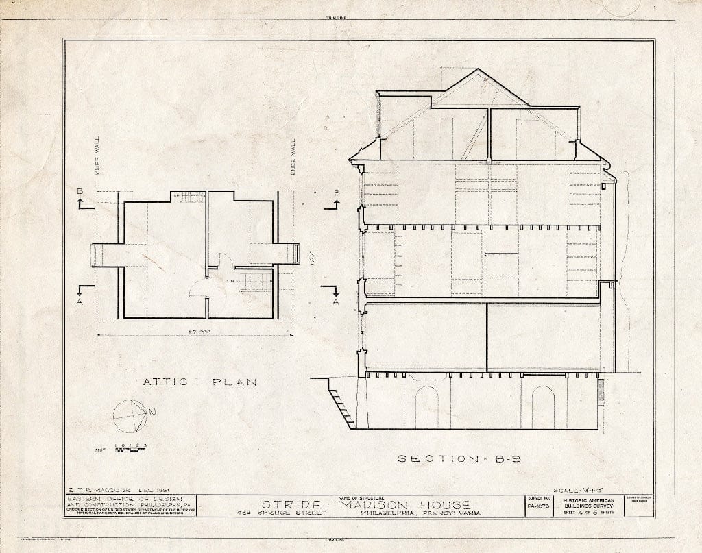 Blueprint HABS PA,51-Phila,260- (Sheet 4 of 6) - Stride-Madison House, 429 Spruce Street, Philadelphia, Philadelphia County, PA