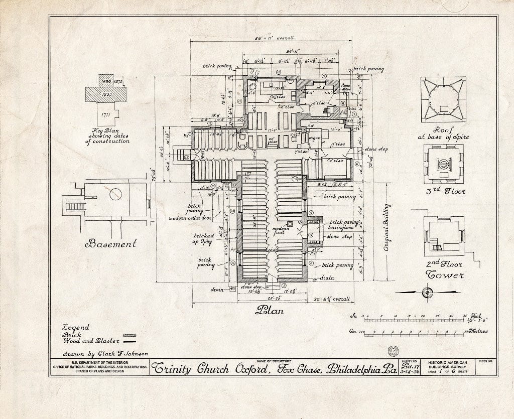Blueprint HABS PA,51-Phila,37- (Sheet 1 of 6) - Trinity Church, Oxford (Episcopal), 6900-6902 Oxford Avenue, Philadelphia, Philadelphia County, PA