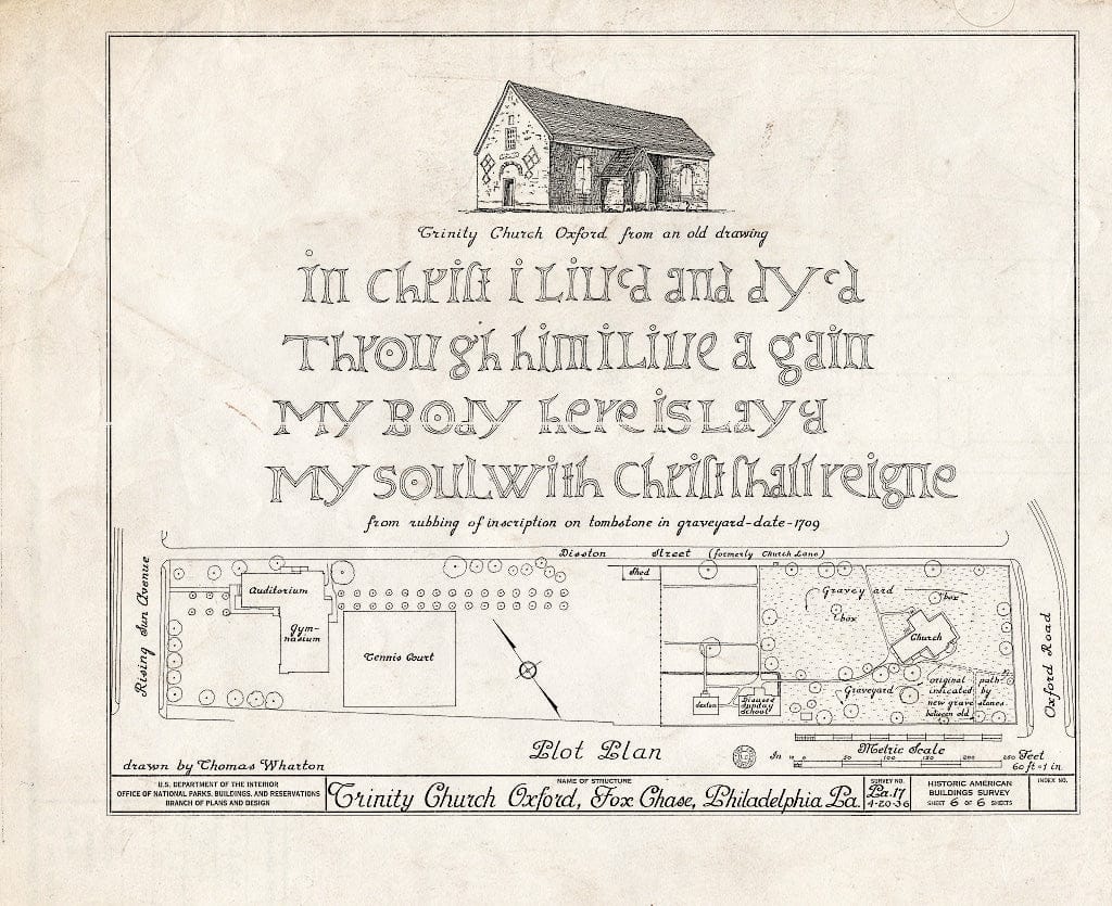 Blueprint HABS PA,51-Phila,37- (Sheet 6 of 6) - Trinity Church, Oxford (Episcopal), 6900-6902 Oxford Avenue, Philadelphia, Philadelphia County, PA