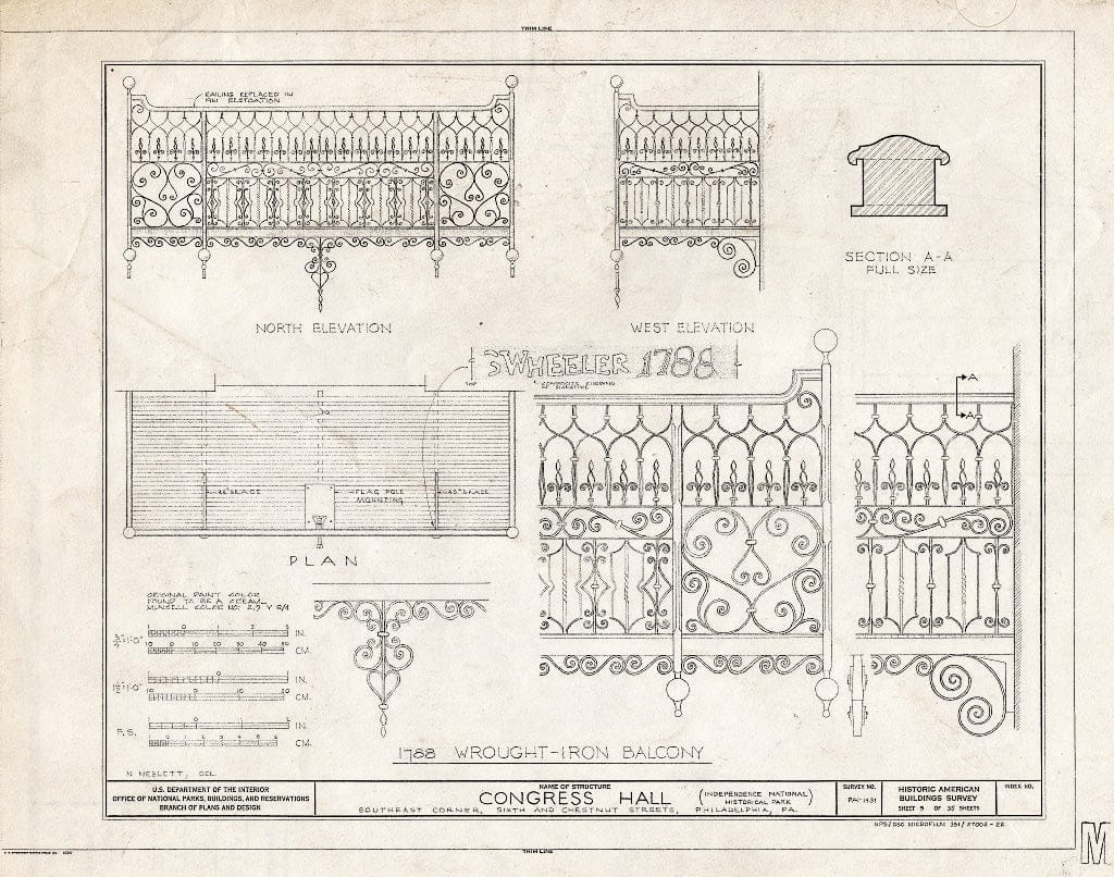 Blueprint HABS PA,51-Phila,6A- (Sheet 9 of 35) - Congress Hall, Sixth & Chestnut Streets, Philadelphia, Philadelphia County, PA