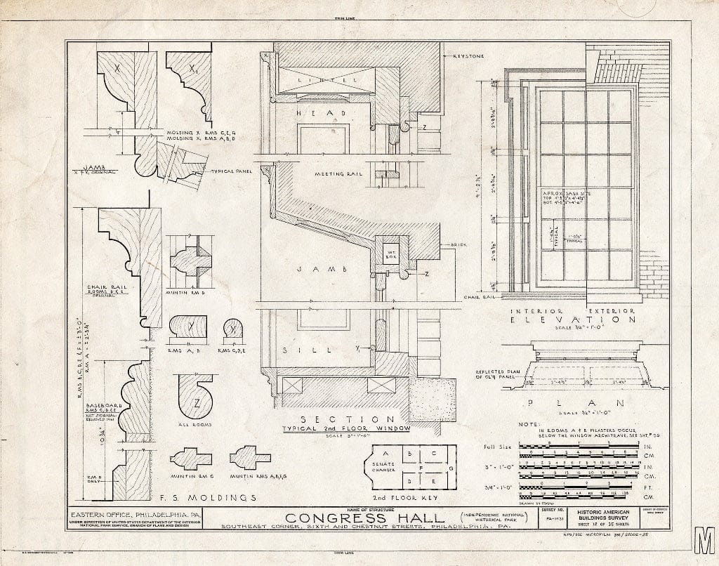 Blueprint HABS PA,51-Phila,6A- (Sheet 12 of 35) - Congress Hall, Sixth & Chestnut Streets, Philadelphia, Philadelphia County, PA