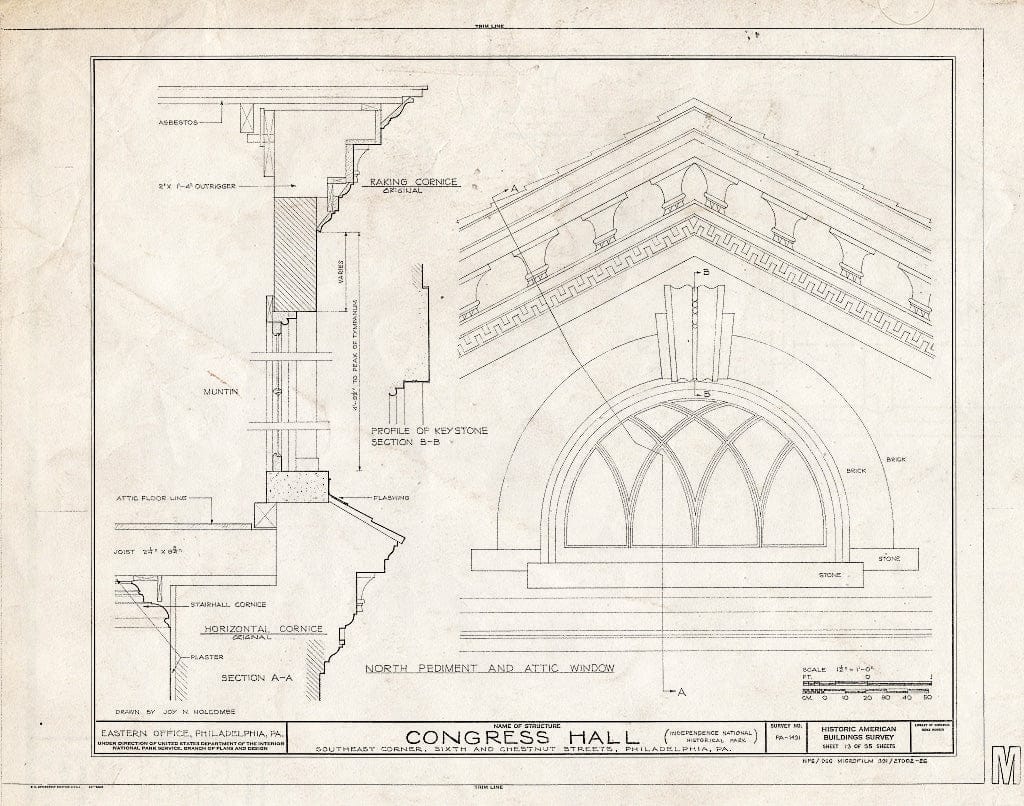Blueprint HABS PA,51-Phila,6A- (Sheet 13 of 35) - Congress Hall, Sixth & Chestnut Streets, Philadelphia, Philadelphia County, PA