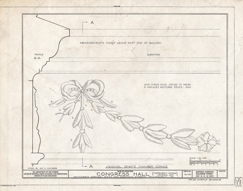 Blueprint HABS PA,51-Phila,6A- (Sheet 33 of 35) - Congress Hall, Sixth & Chestnut Streets, Philadelphia, Philadelphia County, PA