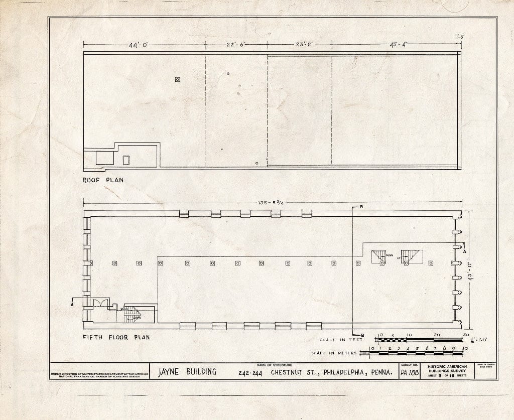 Blueprint HABS PA,51-Phila,237- (Sheet 3 of 16) - Jayne Building, 242-244 Chestnut Street, Philadelphia, Philadelphia County, PA