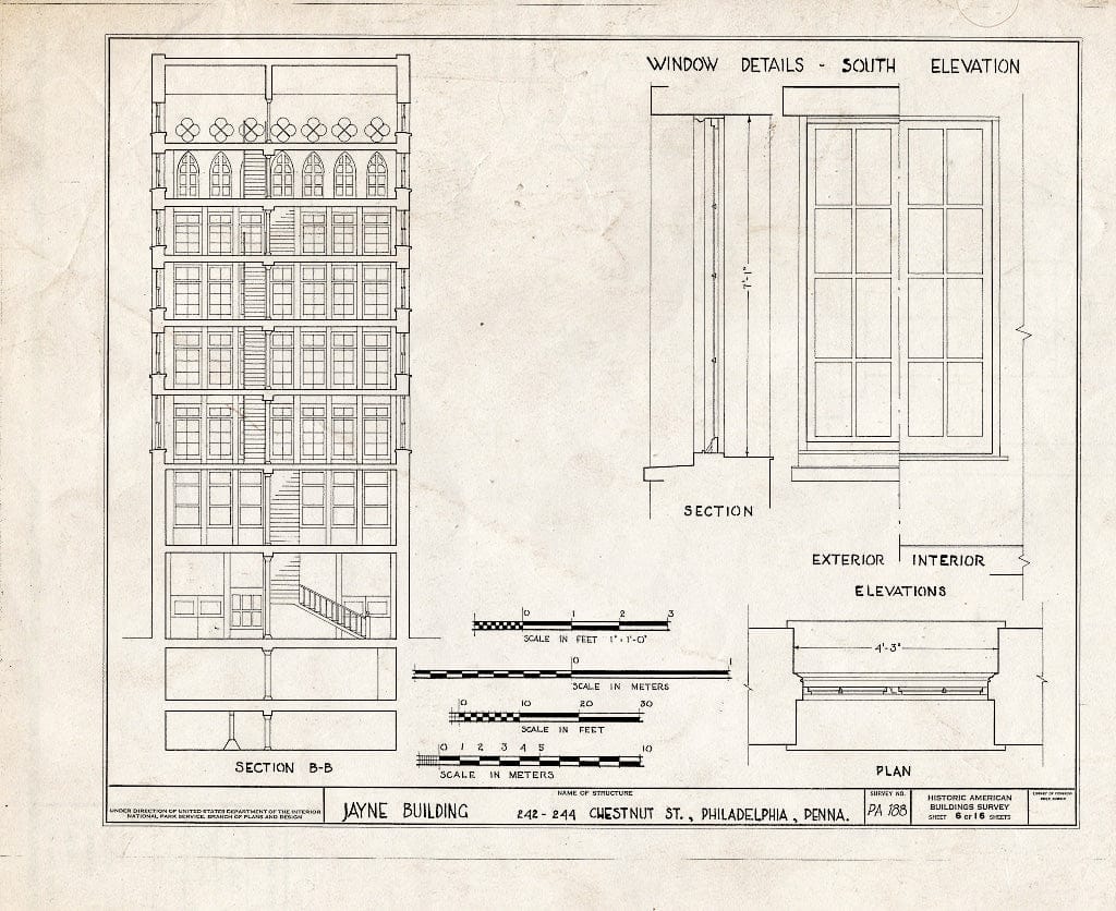 Blueprint HABS PA,51-Phila,237- (Sheet 6 of 16) - Jayne Building, 242-244 Chestnut Street, Philadelphia, Philadelphia County, PA
