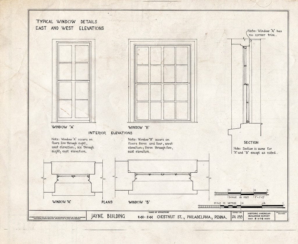 Blueprint HABS PA,51-Phila,237- (Sheet 8 of 16) - Jayne Building, 242-244 Chestnut Street, Philadelphia, Philadelphia County, PA