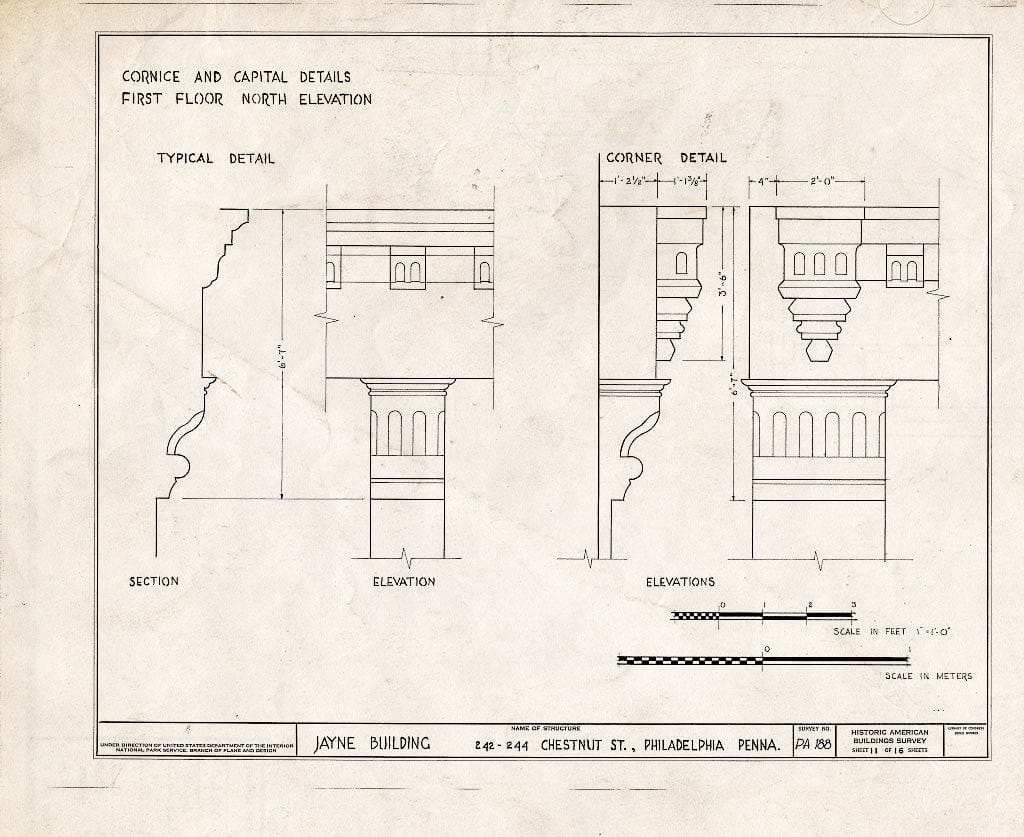 Blueprint HABS PA,51-Phila,237- (Sheet 11 of 16) - Jayne Building, 242-244 Chestnut Street, Philadelphia, Philadelphia County, PA