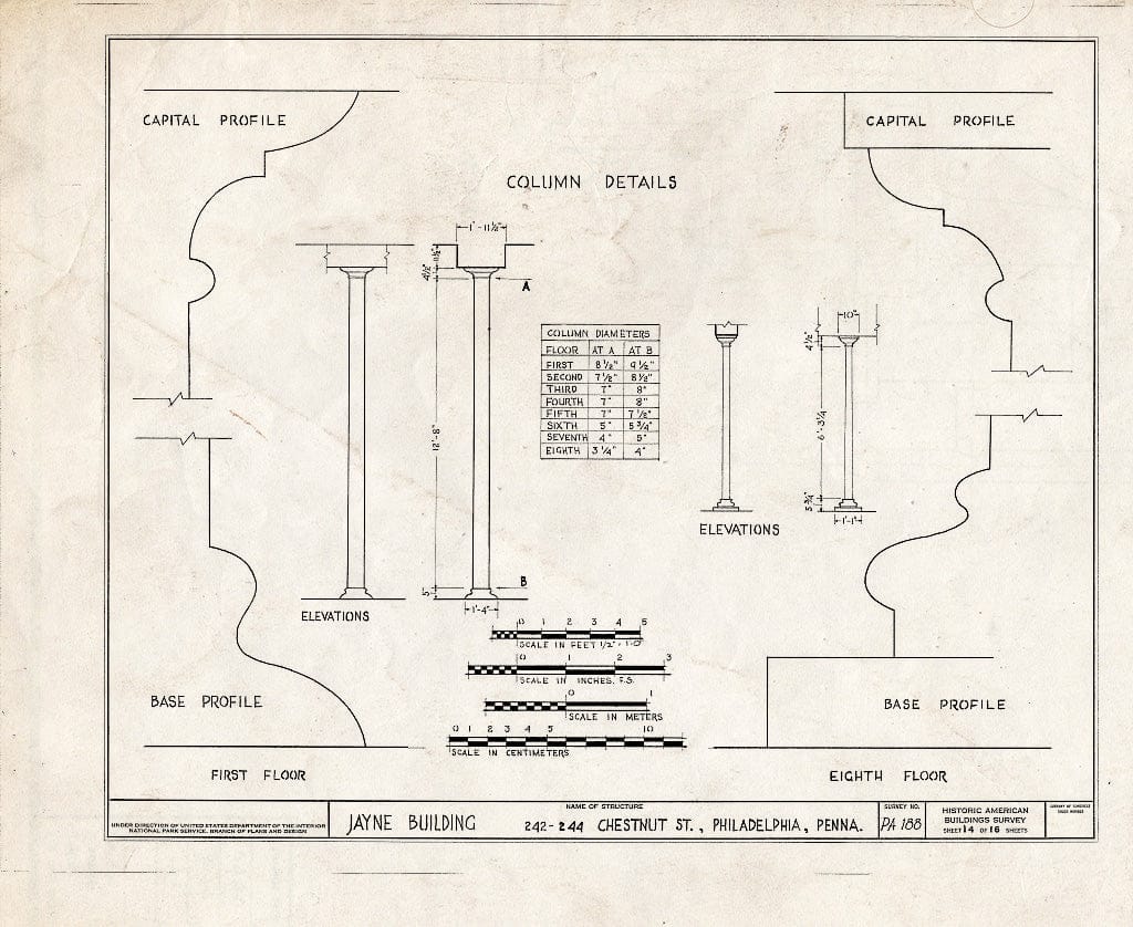Blueprint HABS PA,51-Phila,237- (Sheet 14 of 16) - Jayne Building, 242-244 Chestnut Street, Philadelphia, Philadelphia County, PA