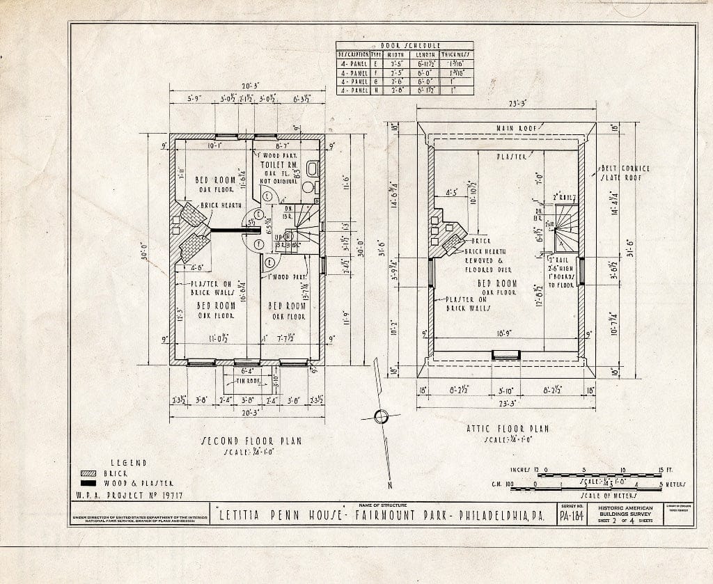 Blueprint HABS PA,51-Phila,45- (Sheet 2 of 4) - Letitia Street House, Lansdowne Drive, West Fairmount Park, Philadelphia, Philadelphia County, PA