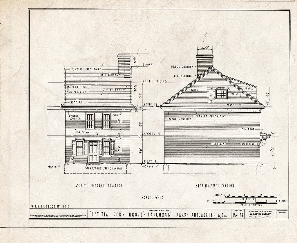 Blueprint HABS PA,51-Phila,45- (Sheet 4 of 4) - Letitia Street House, Lansdowne Drive, West Fairmount Park, Philadelphia, Philadelphia County, PA